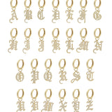 14k Gold Mini Huggie Earring with Diamond Gothic Initial Charm Personalized Zoe Lev Jewelry