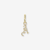 14k Gold Mini Huggie Earring with Diamond Gothic Initial Charm Personalized Zoe Lev Jewelry