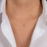 14k Gold Mini Wishbone Pendant Zoe Lev Jewelry
