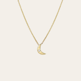 Kids 14k Gold Moon with Tiny Diamond Necklace Kids Zoe Lev Jewelry