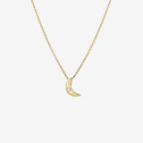 Kids 14k Gold Moon with Tiny Diamond Necklace
