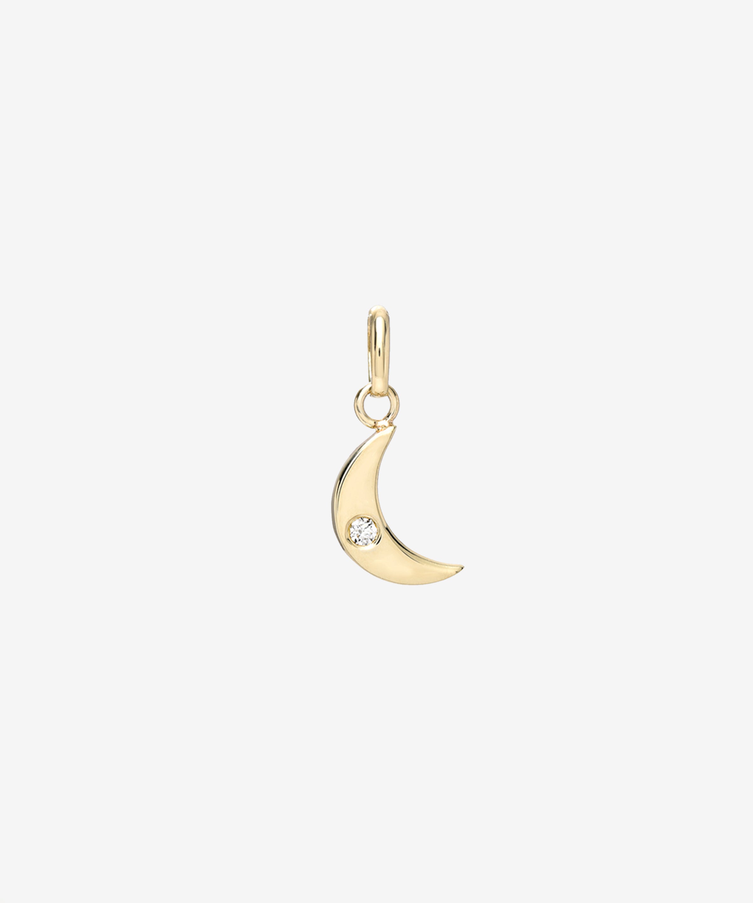 14k Gold Moon with Tiny Diamond Pendant Zoe Lev Jewelry