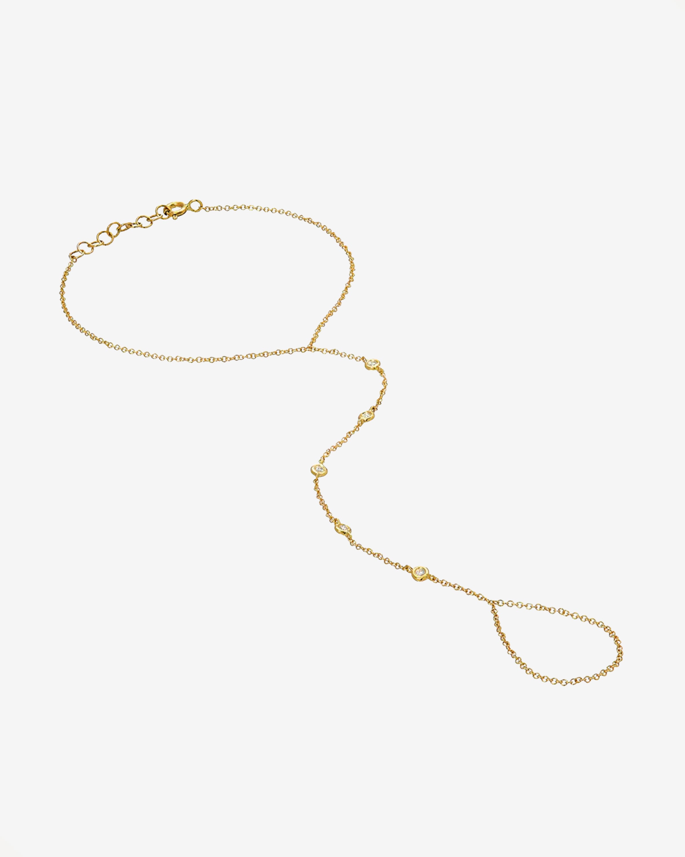 14k Gold Multiple Bezel Diamond Hand Chain Hand Chain Zoe Lev Jewelry