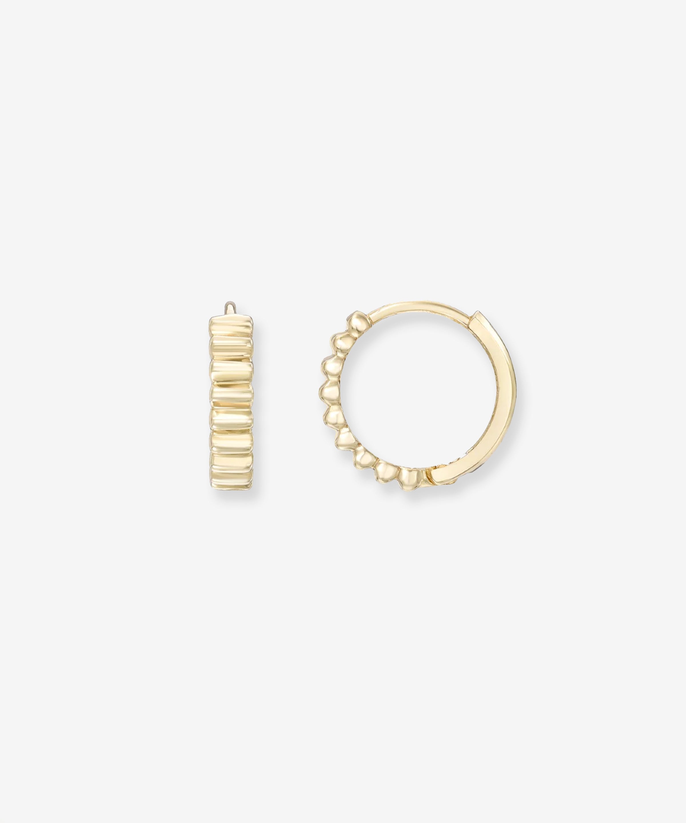 14k Gold Notched Huggies Hoops & Huggies Zoe Lev Jewelry