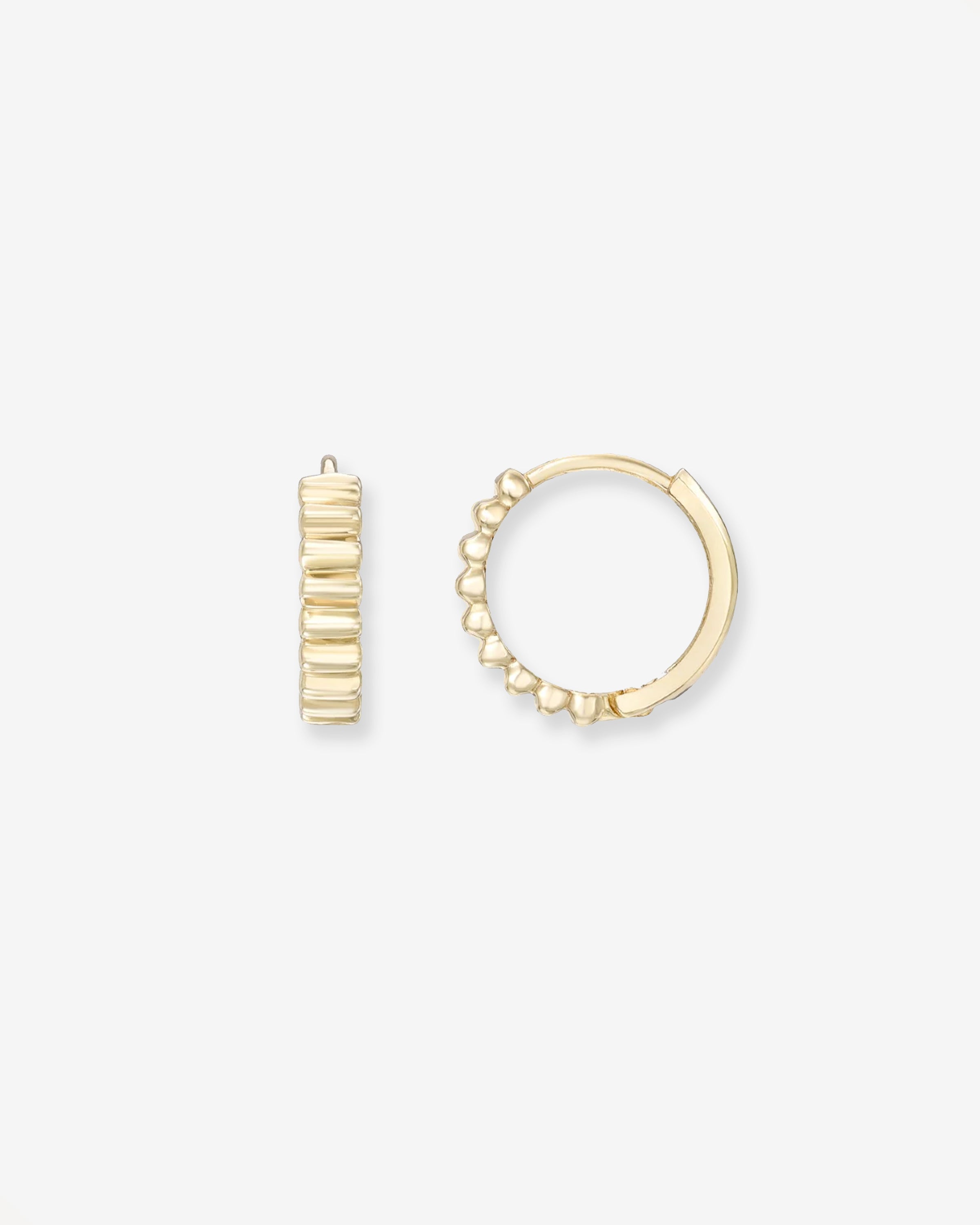 14k Gold Notched Huggies Hoops & Huggies Zoe Lev Jewelry