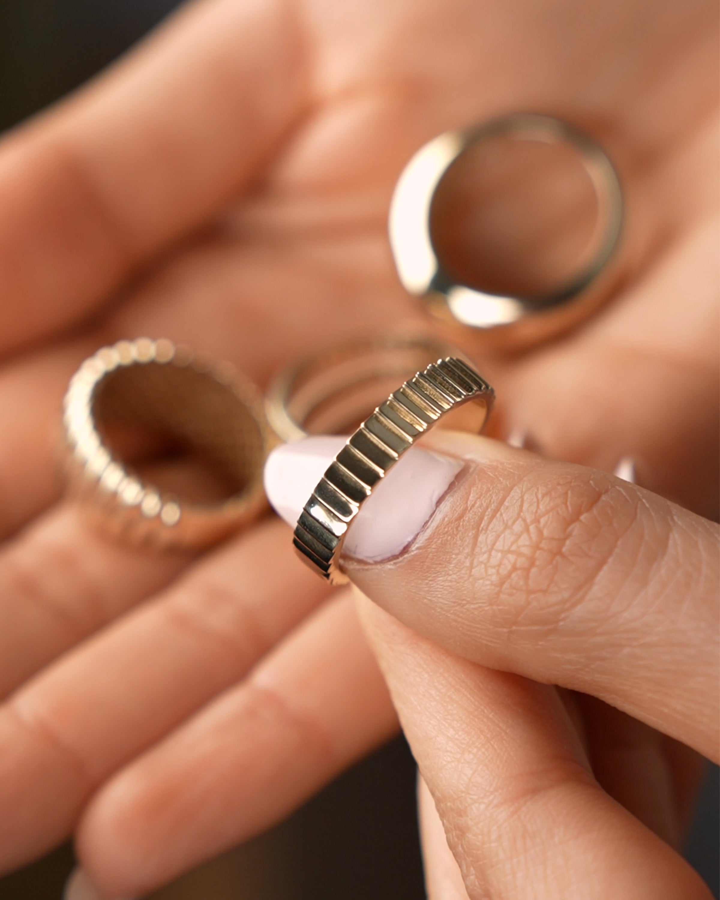 14k Gold Notched Ring Zoe Lev Jewelry