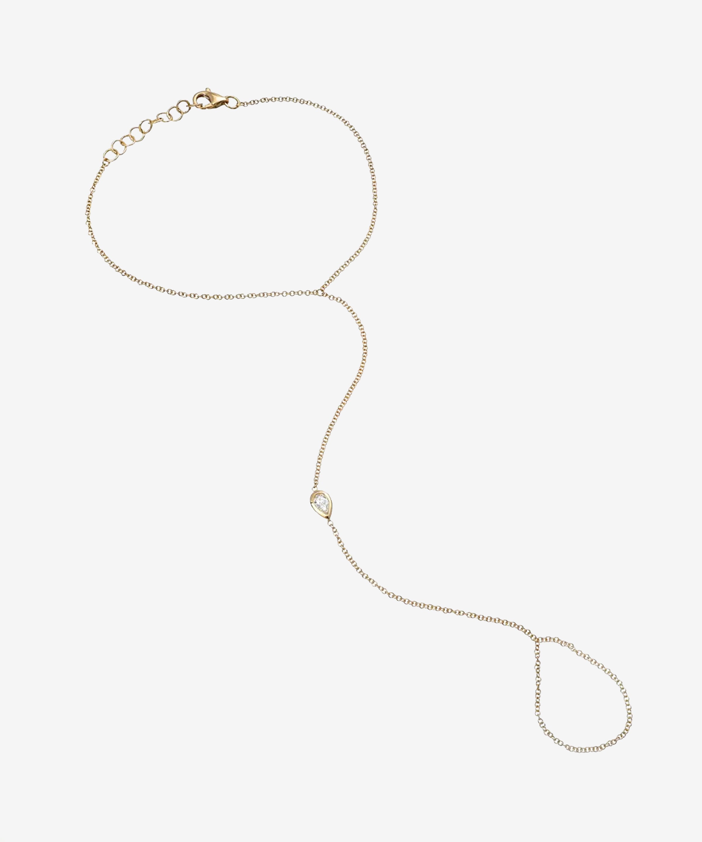 14K Gold Pear Shape Diamond Hand Chain Zoe Lev Jewelry