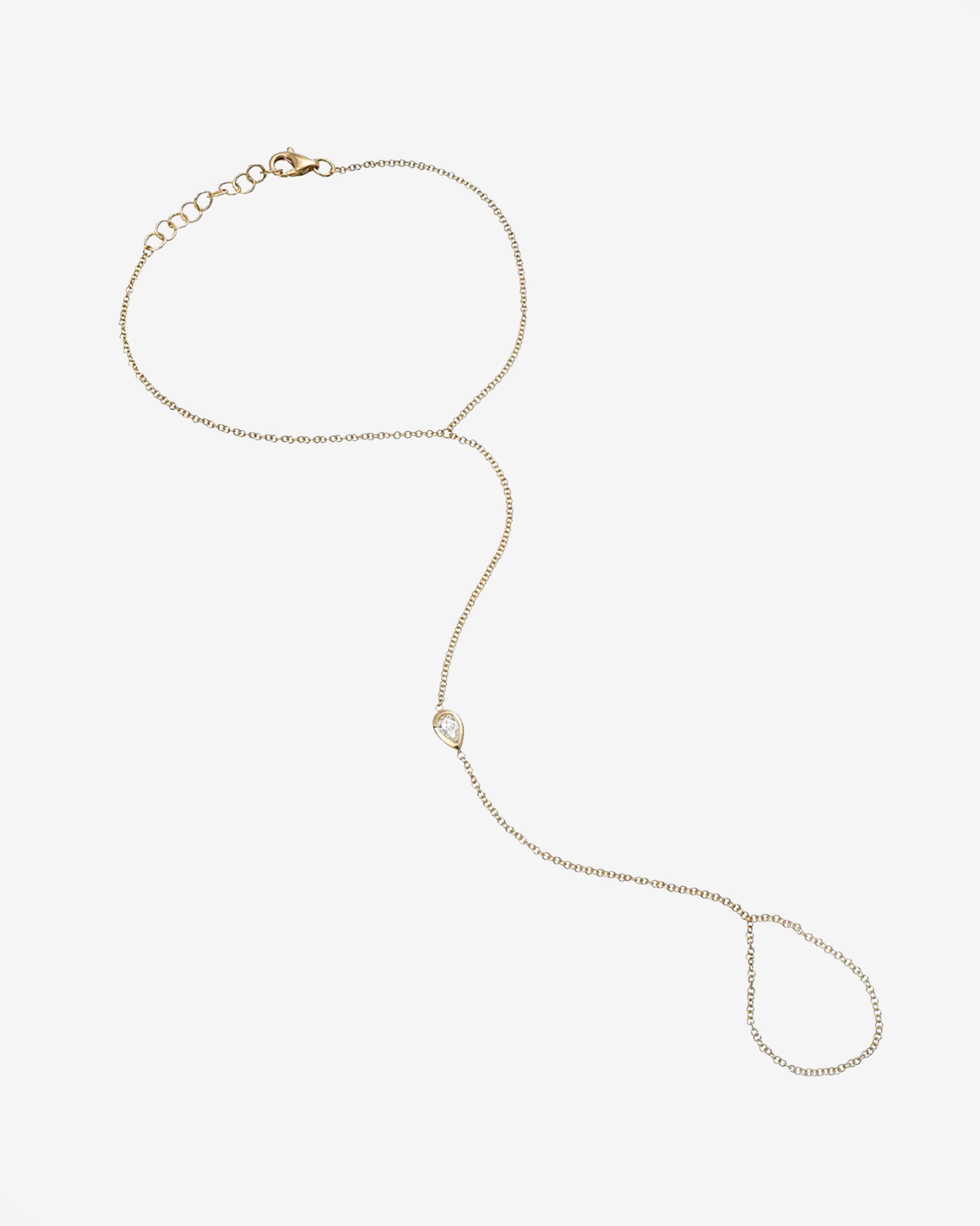14K Gold Pear Shape Diamond Hand Chain Zoe Lev Jewelry