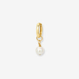 14k Gold Pearl Huggie Charm Hoops & Huggies Zoe Lev Jewelry