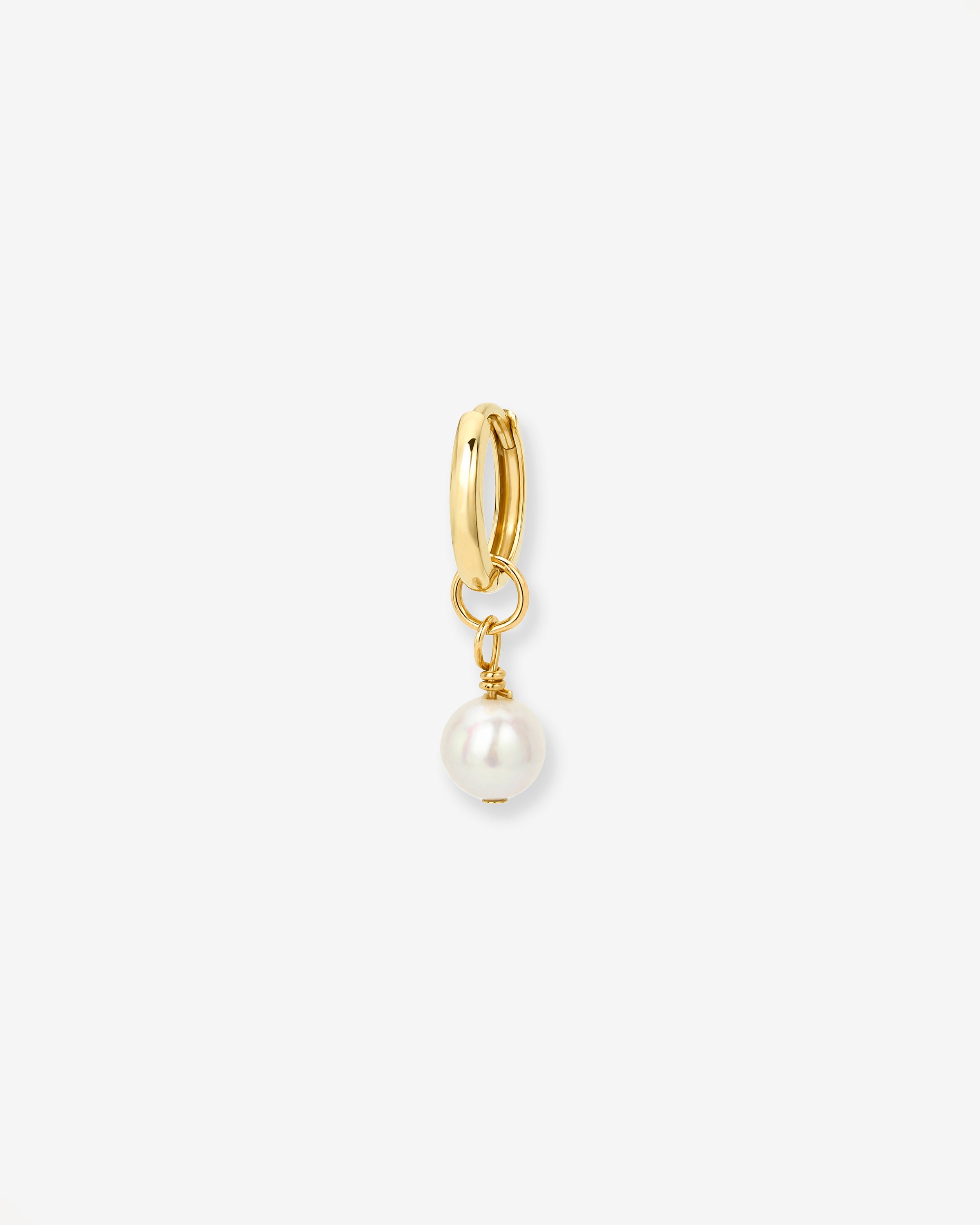14k Gold Pearl Huggie Charm Hoops & Huggies Zoe Lev Jewelry