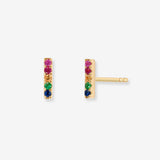 14k Gold Rainbow Bar Stud Earrings Zoe Lev Jewelry