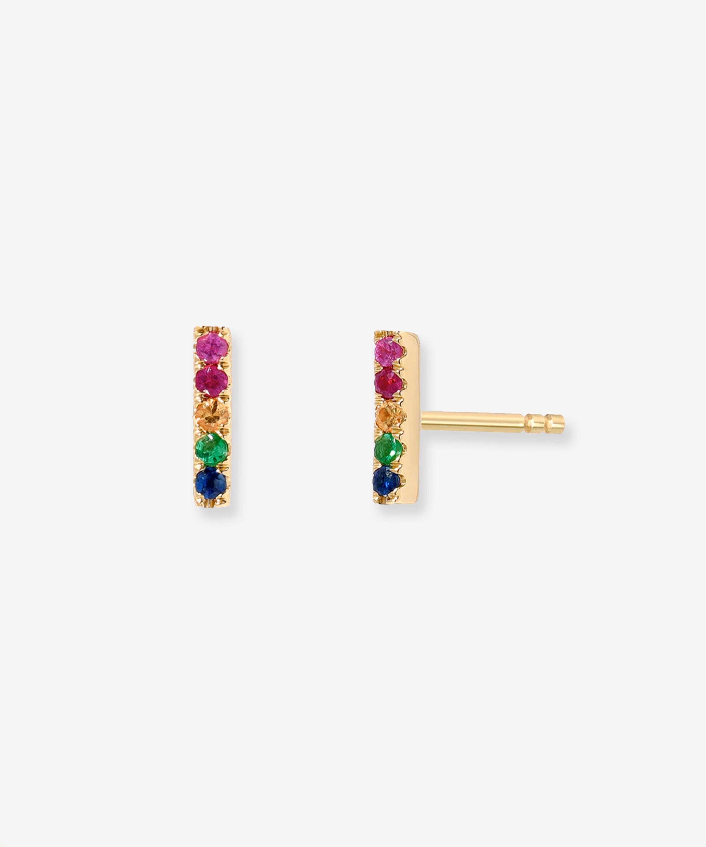 14k Gold Rainbow Bar Stud Earrings Zoe Lev Jewelry