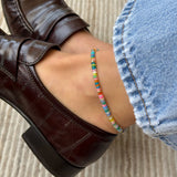 14k Gold Rainbow Opal Segment Anklet Zoe Lev Jewelry