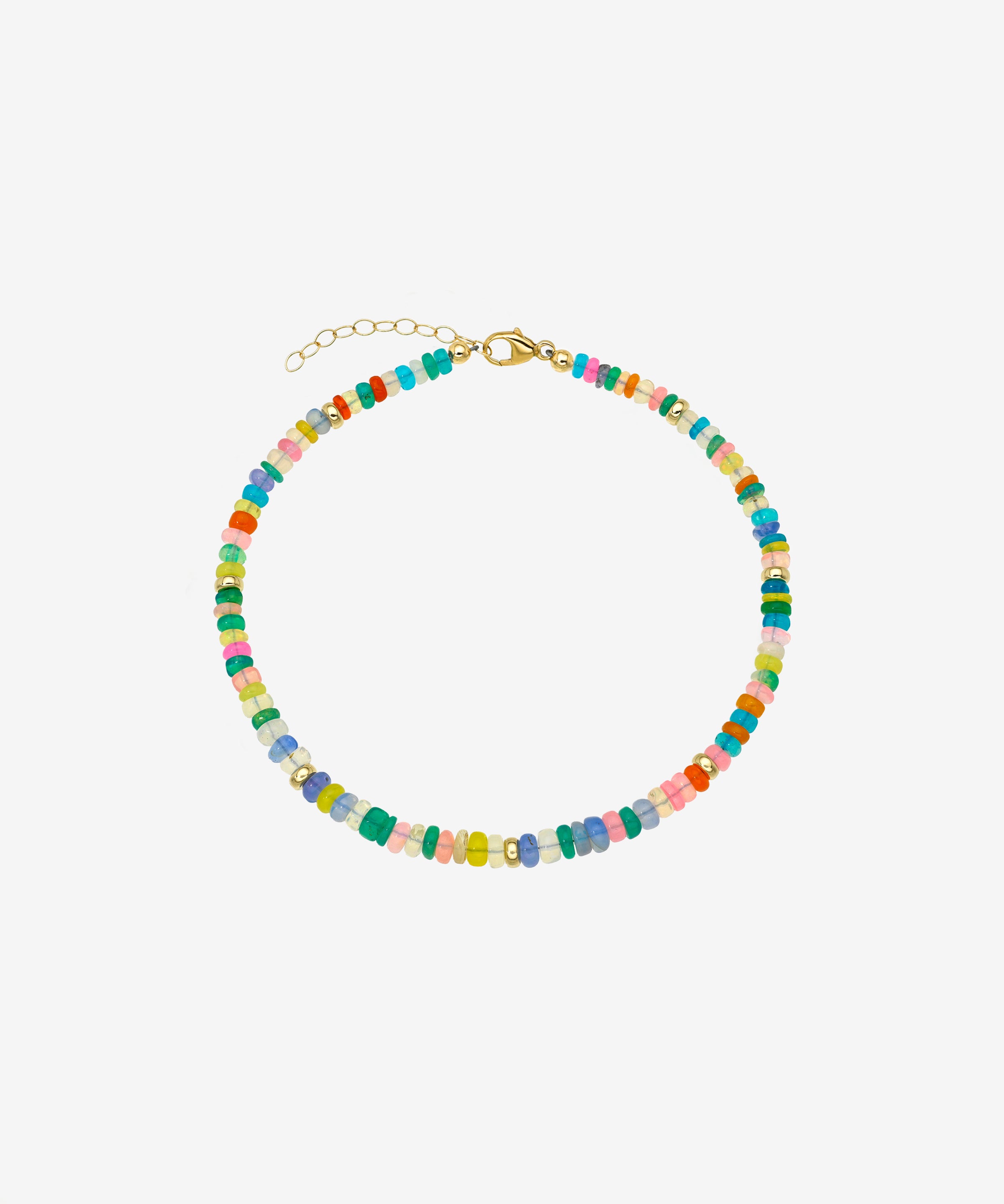 14k Gold Rainbow Opal Segment Anklet Zoe Lev Jewelry
