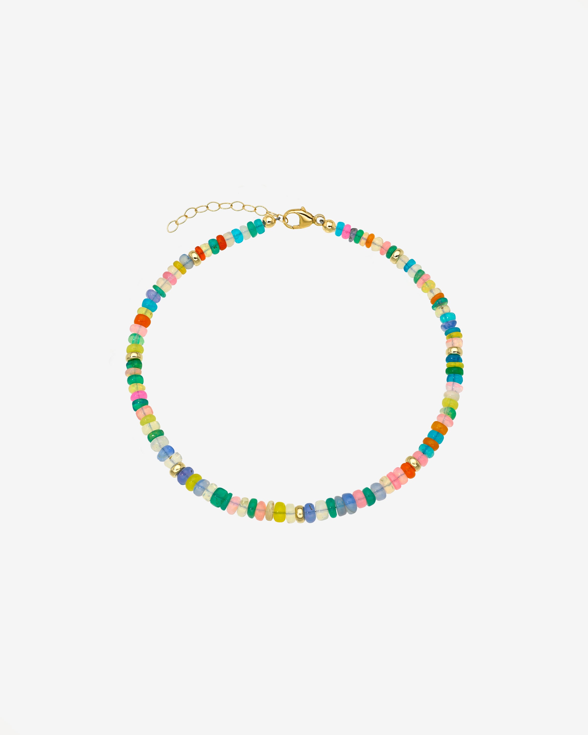 14k Gold Rainbow Opal Segment Anklet Zoe Lev Jewelry