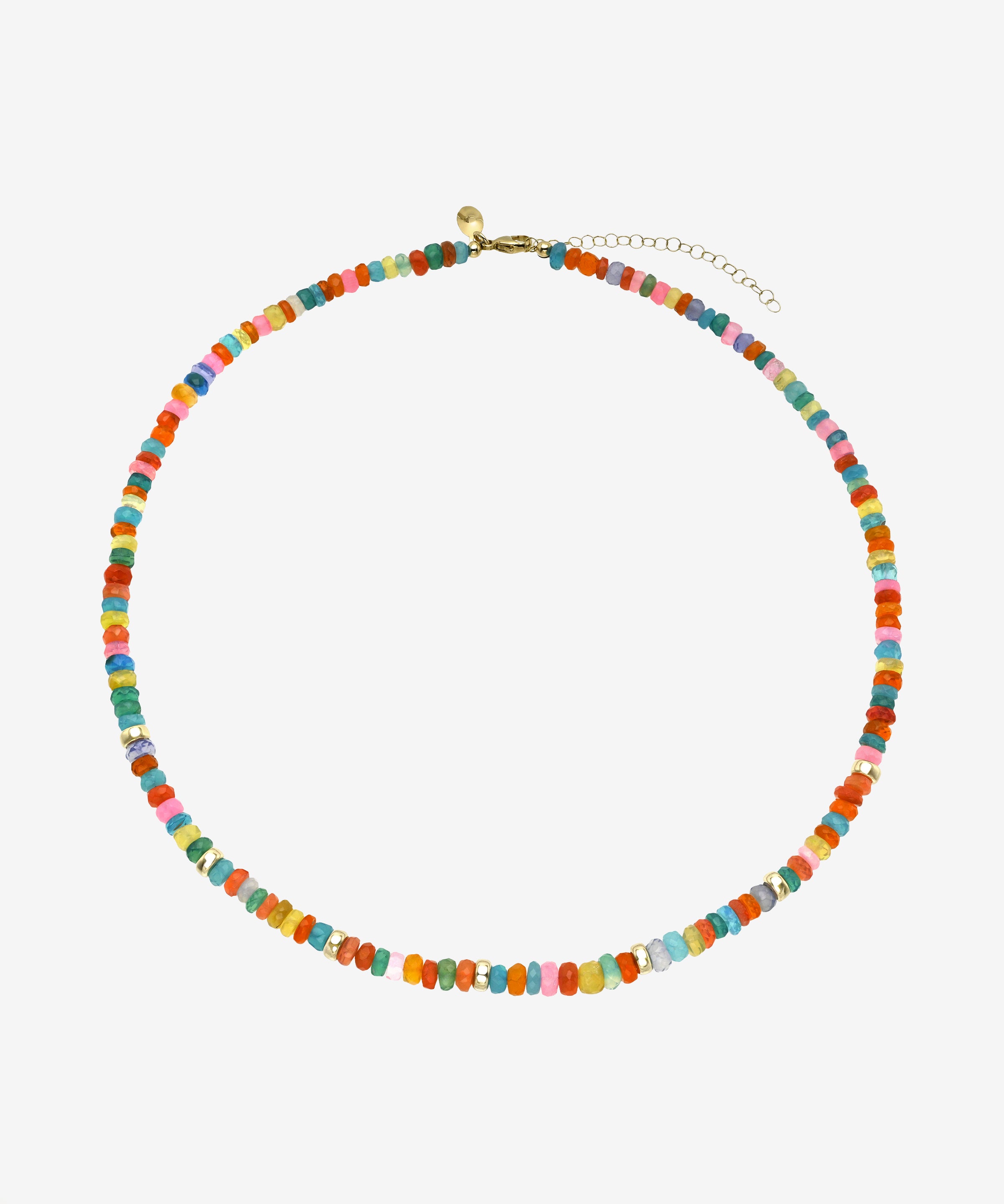 14K Gold Rainbow Opal Segment Bead Necklace Zoe Lev Jewelry