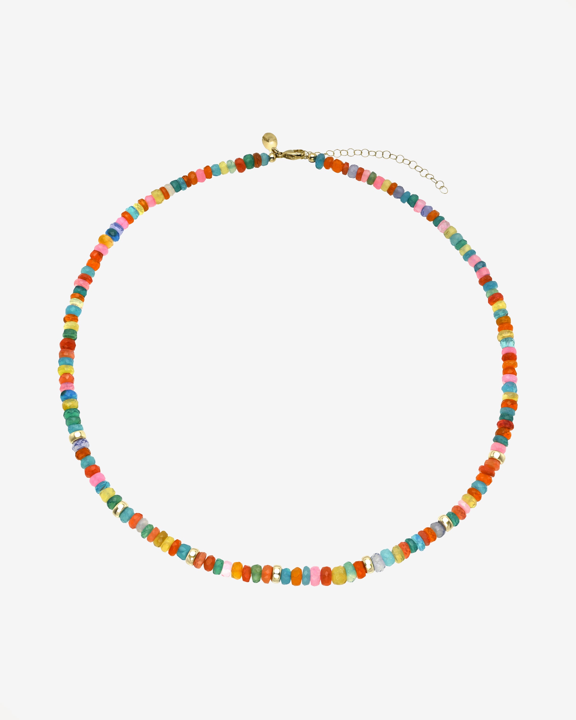 14K Gold Rainbow Opal Segment Bead Necklace Zoe Lev Jewelry