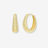 14K Gold Ribbed Oval Huggies Hoops & Huggies Zoe Lev Jewelry