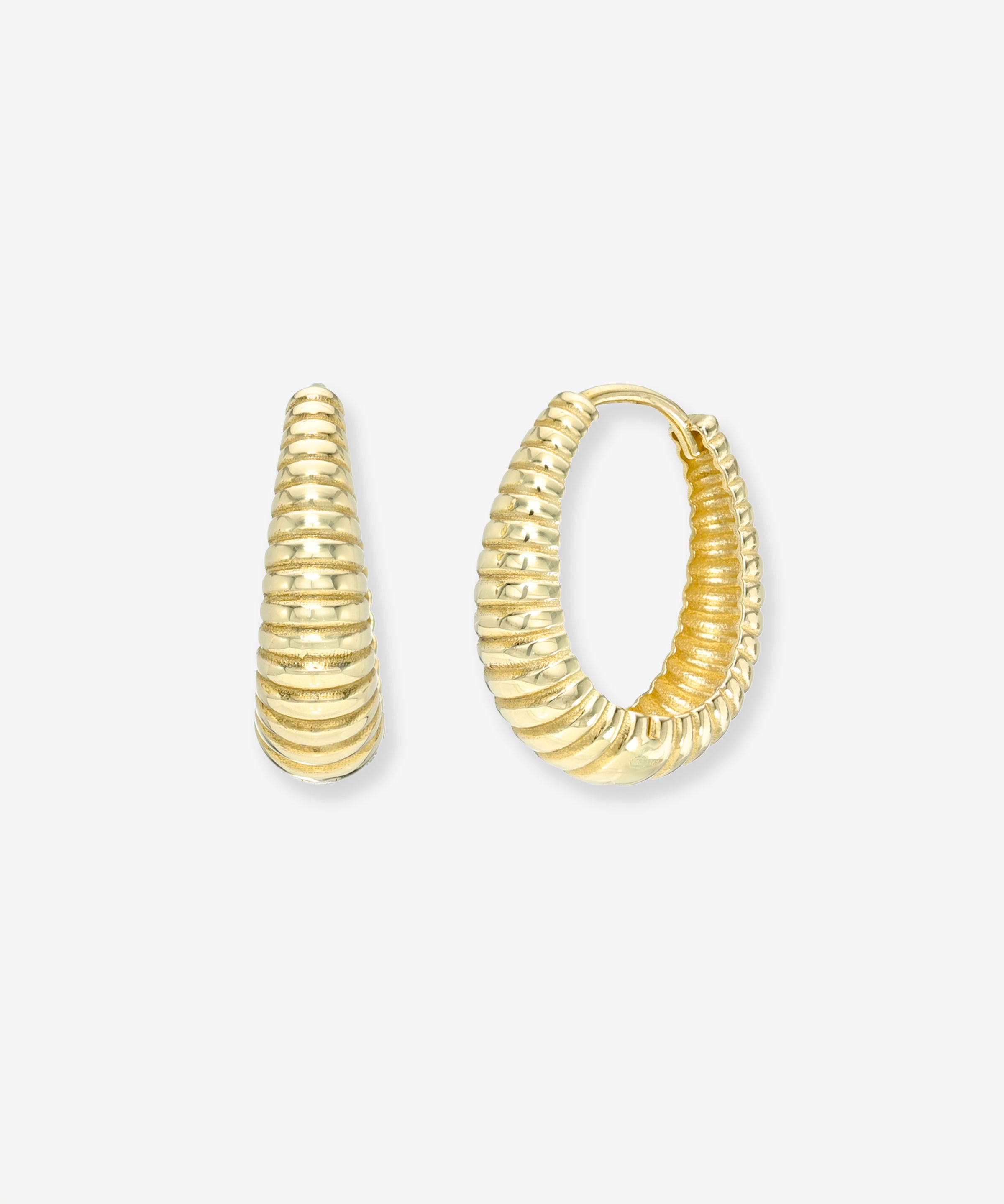 14K Gold Ribbed Oval Huggies Hoops & Huggies Zoe Lev Jewelry