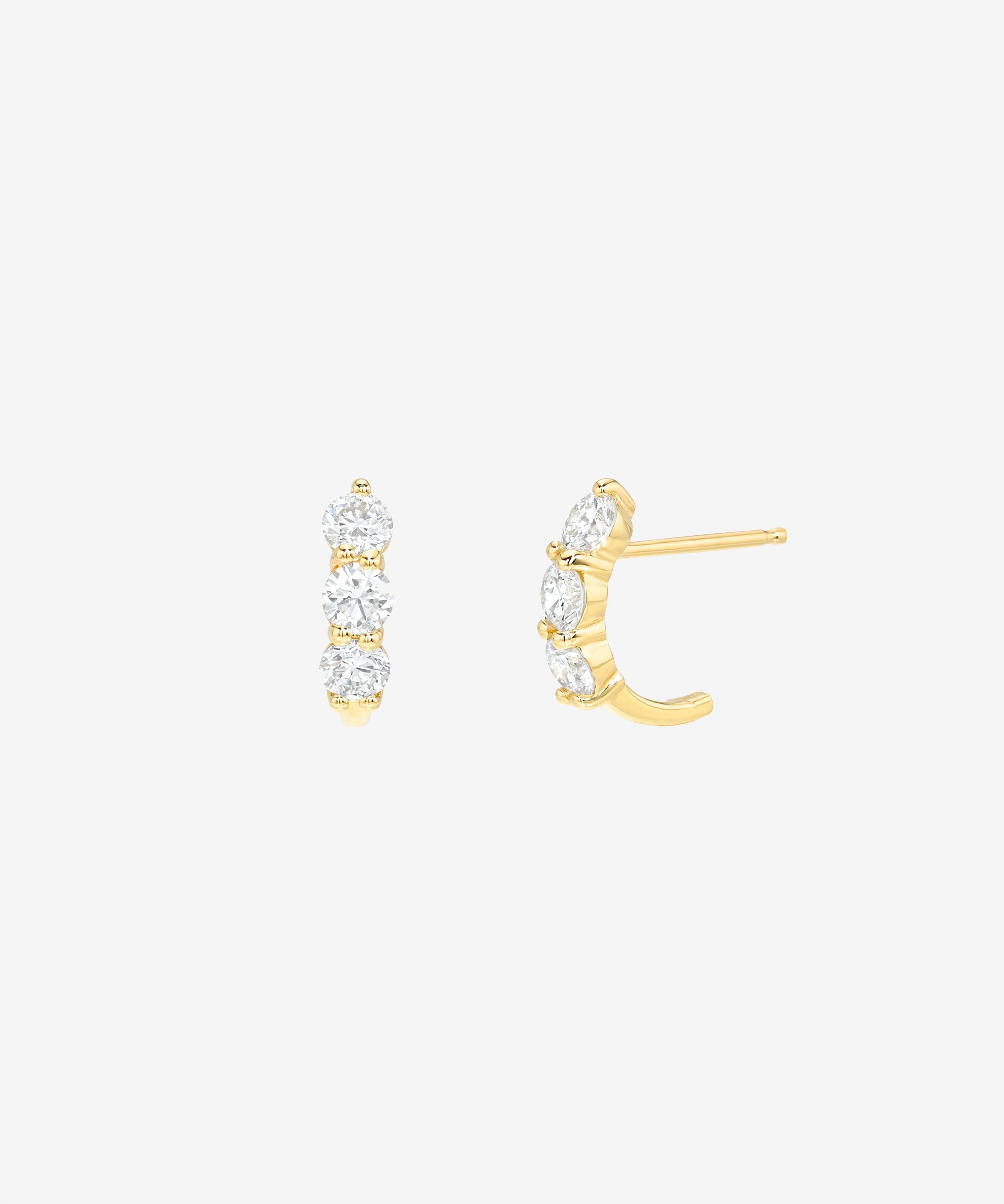 14k Gold Round Lab Diamond Shared Prong Stud Studs Zoe Lev Jewelry
