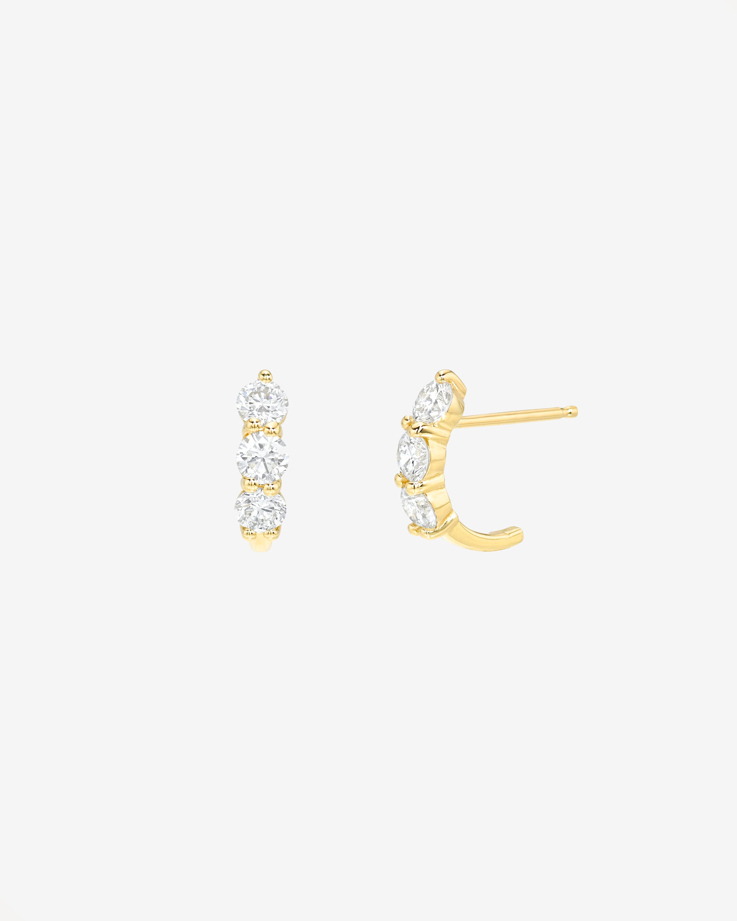 14k Gold Round Lab Diamond Shared Prong Stud Studs Zoe Lev Jewelry