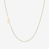 14k Gold Script Initial Asymmetrical Necklace Personalized Zoe Lev Jewelry