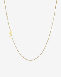 14k Gold Script Initial Asymmetrical Necklace Personalized Zoe Lev Jewelry