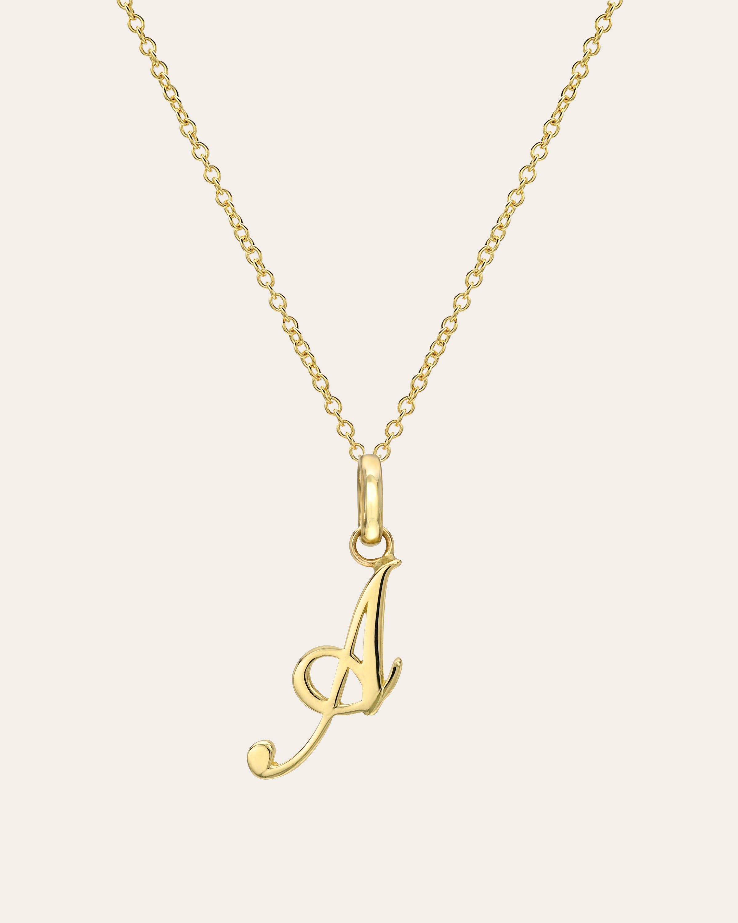 14K Gold Script Initial Necklace Personalized Zoe Lev Jewelry