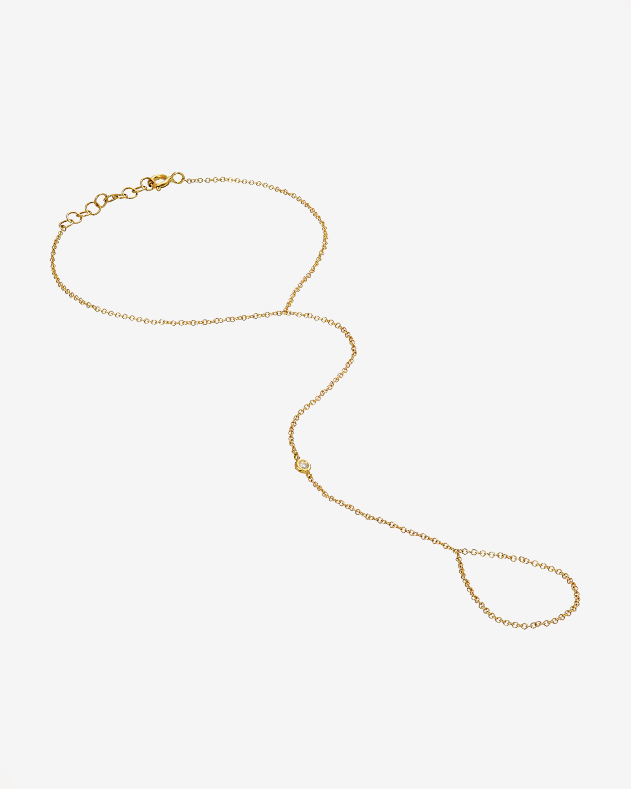 14k Gold Single Bezel Diamond Hand Chain Zoe Lev Jewelry