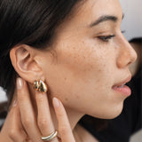 14k Gold Small Bubbled Flat Hoop Earrings Hoops & Huggies Zoe Lev Jewelry