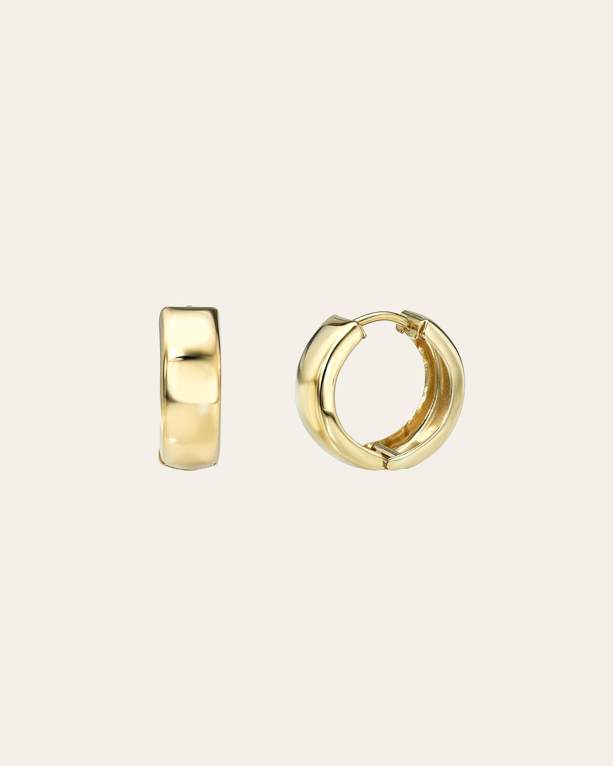 14k Gold Small Bubbled Flat Hoop Earrings