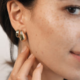 14k Gold Small Bubbled Flat Hoop Earrings Hoops & Huggies Zoe Lev Jewelry