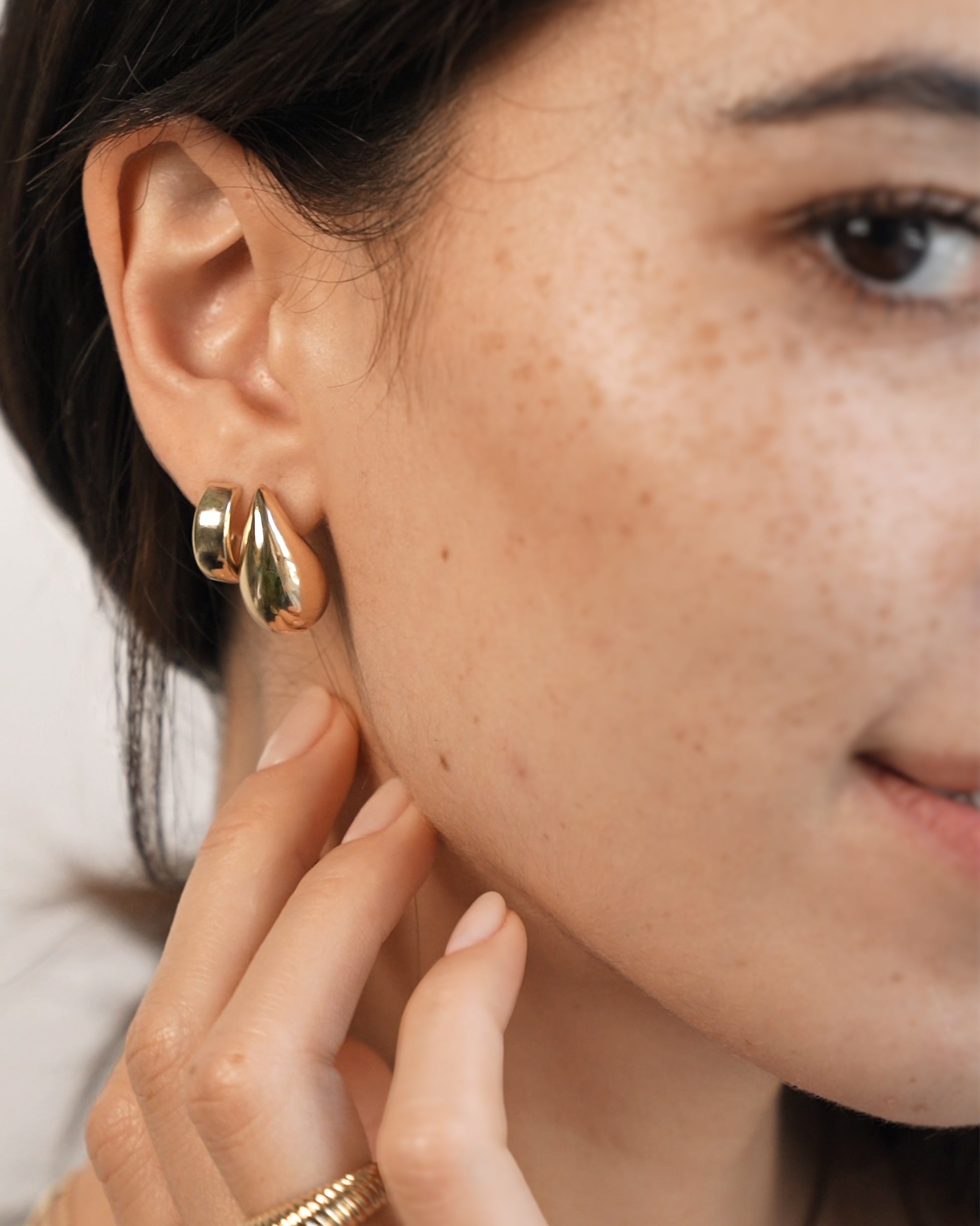 14k Gold Small Bubbled Flat Hoop Earrings Hoops & Huggies Zoe Lev Jewelry