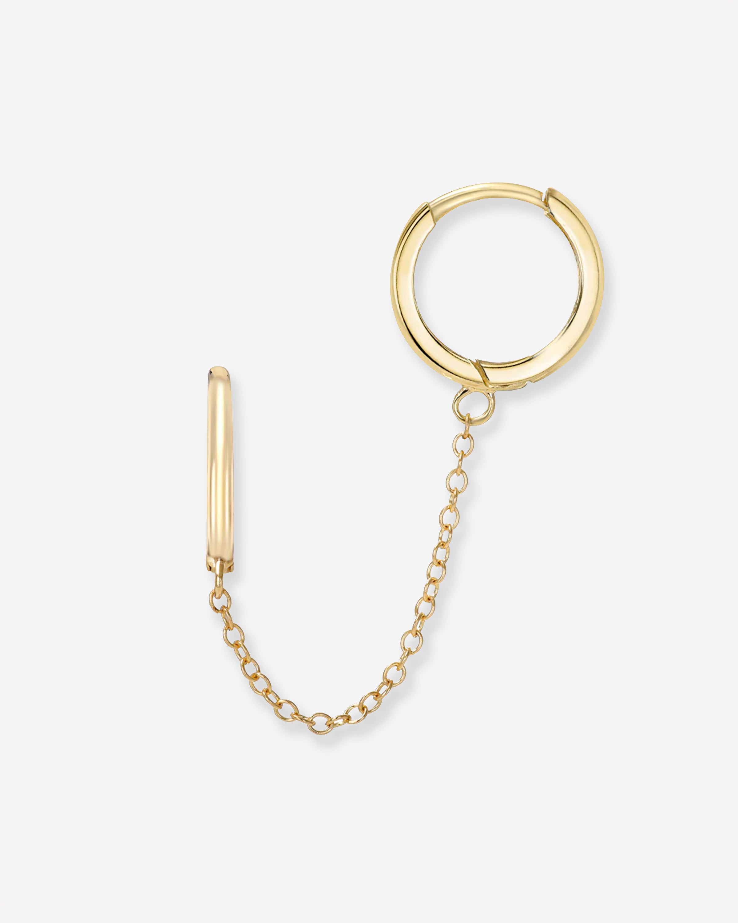 14K Gold Small Chain Huggie Earrings Hoops & Huggies Zoe Lev Jewelry