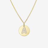 14k Gold Diamond Initial Small Disc Necklace Personalized Zoe Lev Jewelry