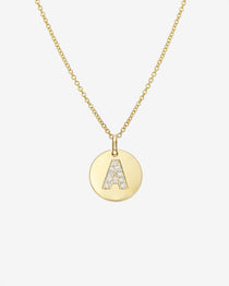 14k Gold Diamond Initial Small Disc Necklace Personalized Zoe Lev Jewelry