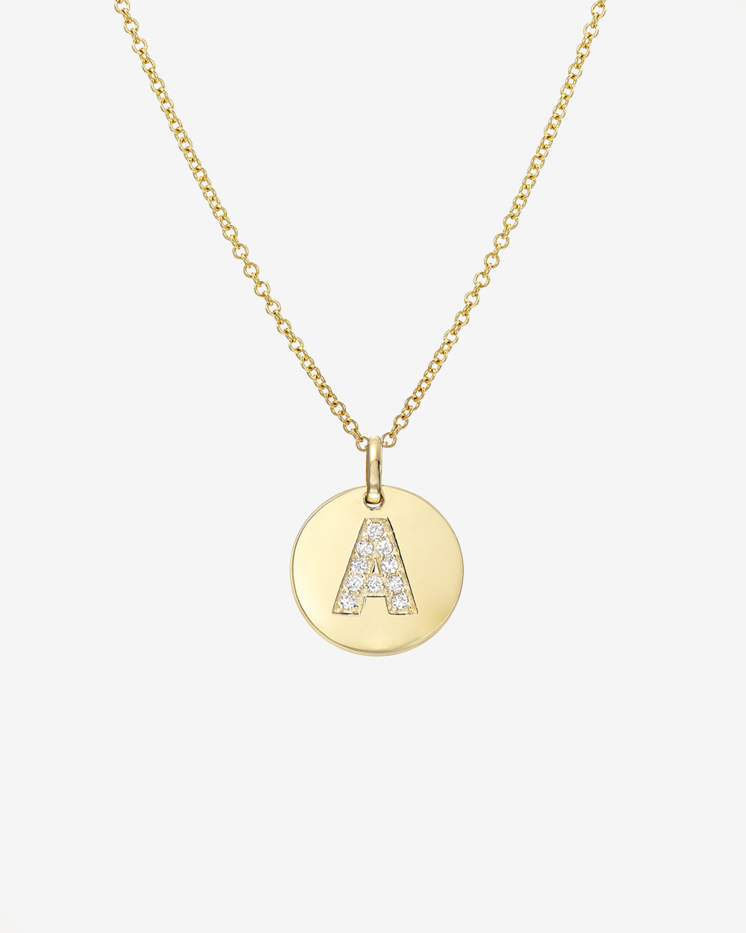 14k Gold Diamond Initial Small Disc Necklace Personalized Zoe Lev Jewelry