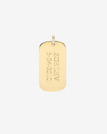 14k Gold Small Engraved Dog Tag Pendant Personalized Zoe Lev Jewelry