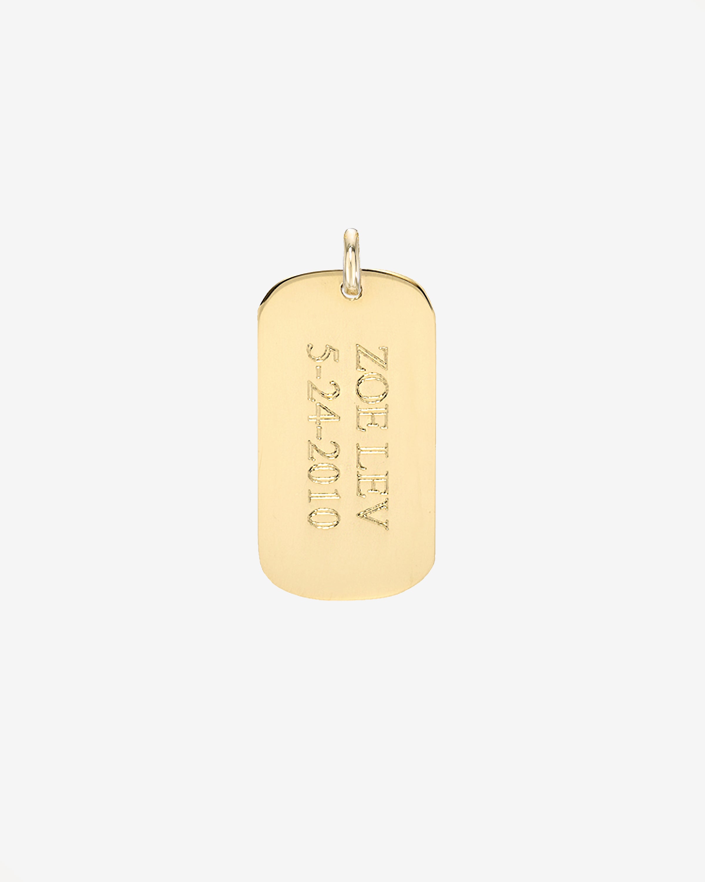 14k Gold Small Engraved Dog Tag Pendant Personalized Zoe Lev Jewelry