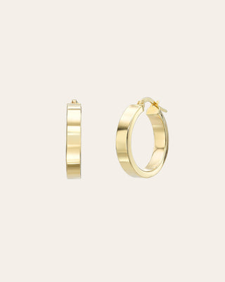 14k Gold Small Flat Hoop Earrings