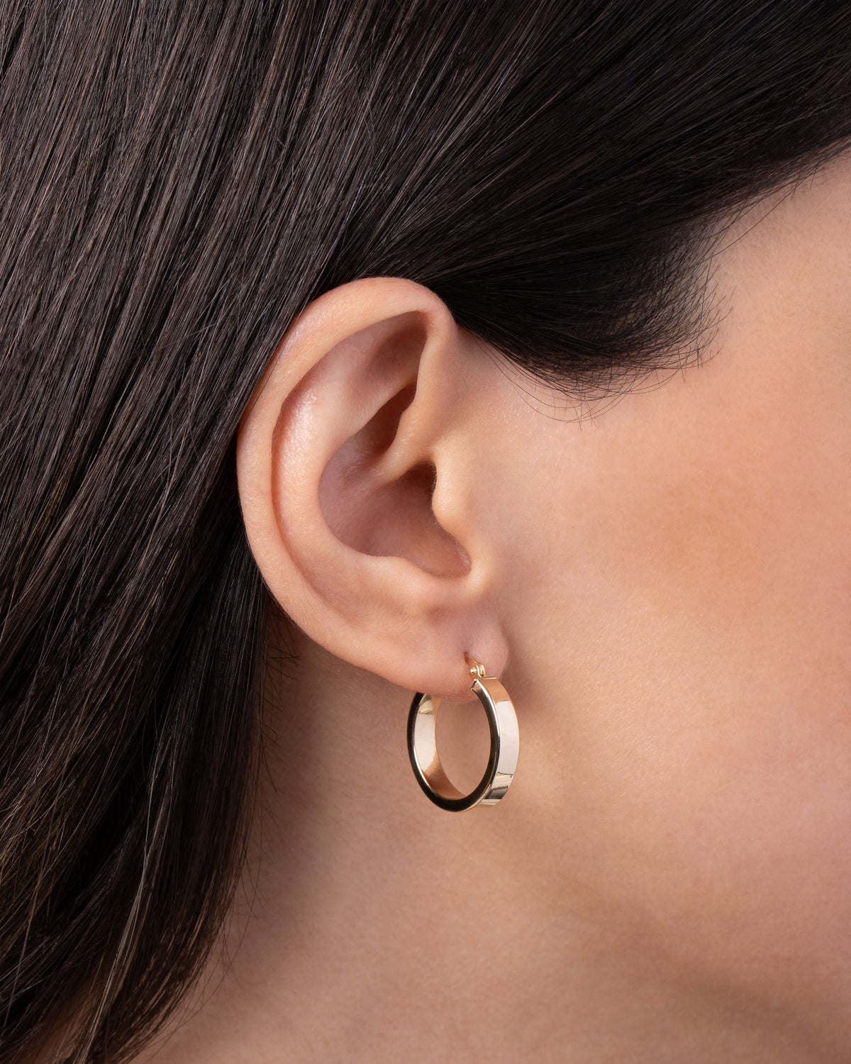 14k Gold Small Flat Hoop Earrings