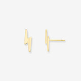 14k Gold Small Lightning Bolt Stud Earrings Zoe Lev Jewelry