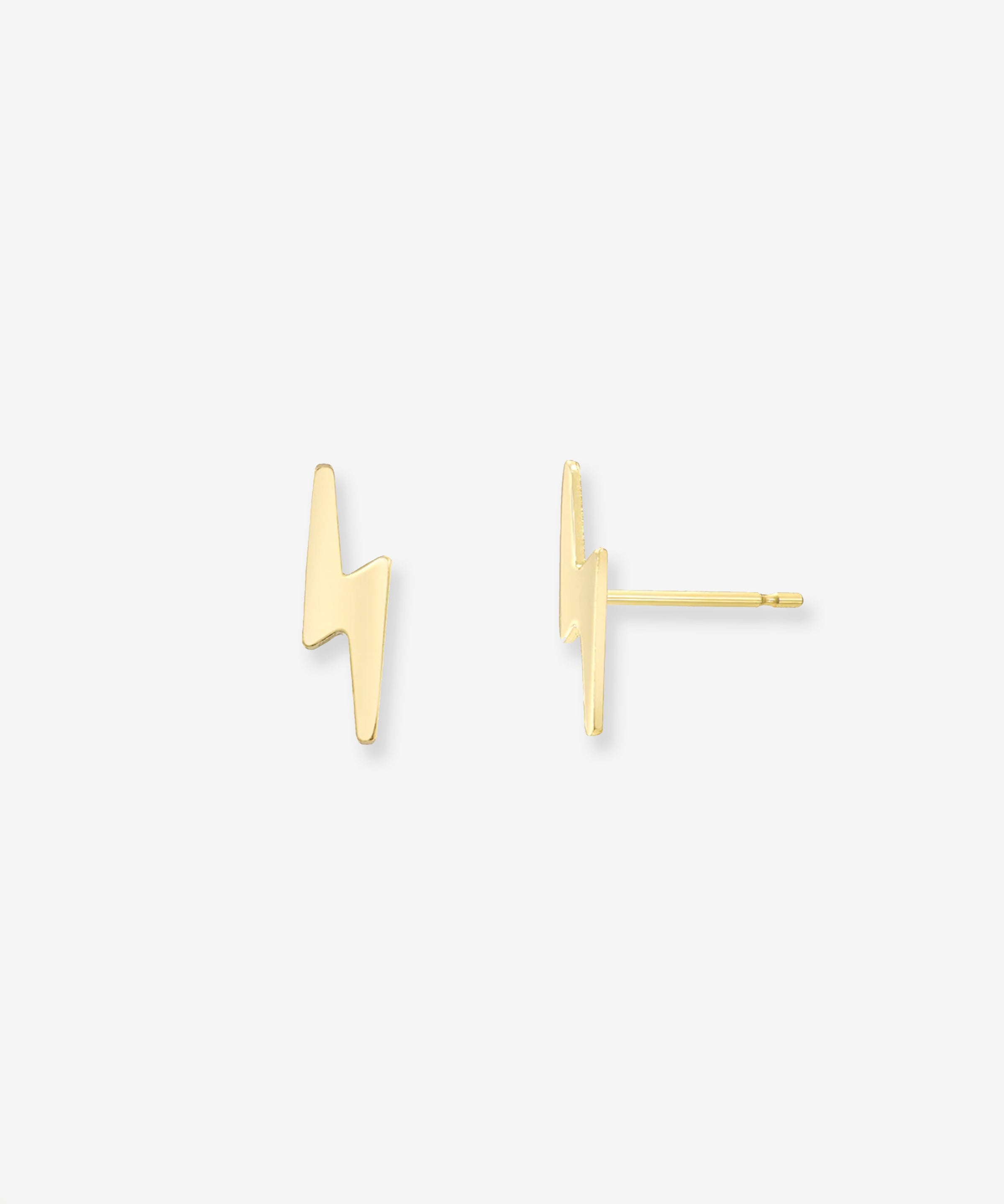 14k Gold Small Lightning Bolt Stud Earrings Zoe Lev Jewelry