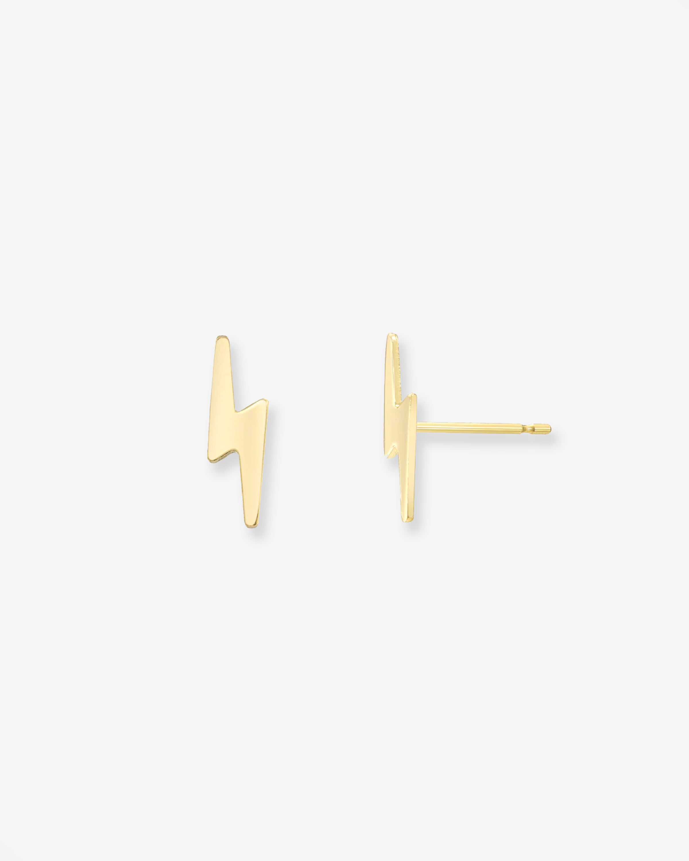 14k Gold Small Lightning Bolt Stud Earrings Zoe Lev Jewelry