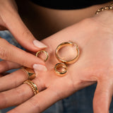 14k Gold Medium Bubbled Flat Hoop Earrings Hoops & Huggies Zoe Lev Jewelry