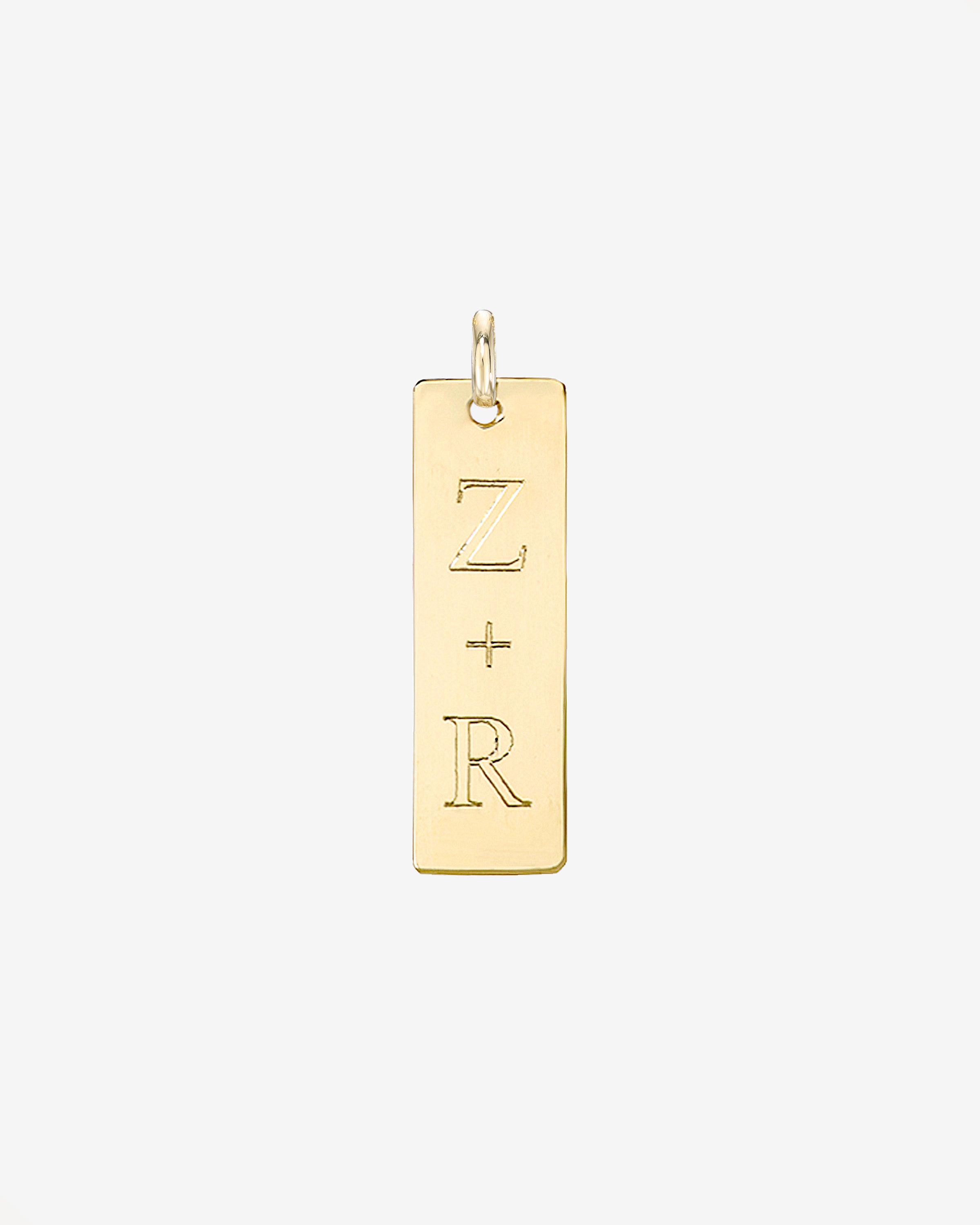 14k Gold Small Vertical Nameplate Pendant Personalized Zoe Lev Jewelry