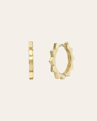 14k Gold Spike Huggie Earrings