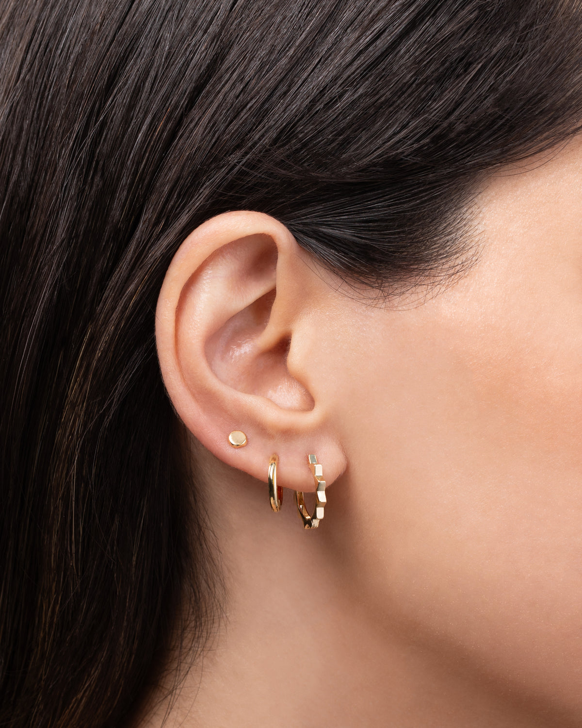 14k Gold Spike Huggie Earrings