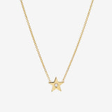 Kids 14k Gold Star with Tiny Diamond Necklace Kids Zoe Lev Jewelry