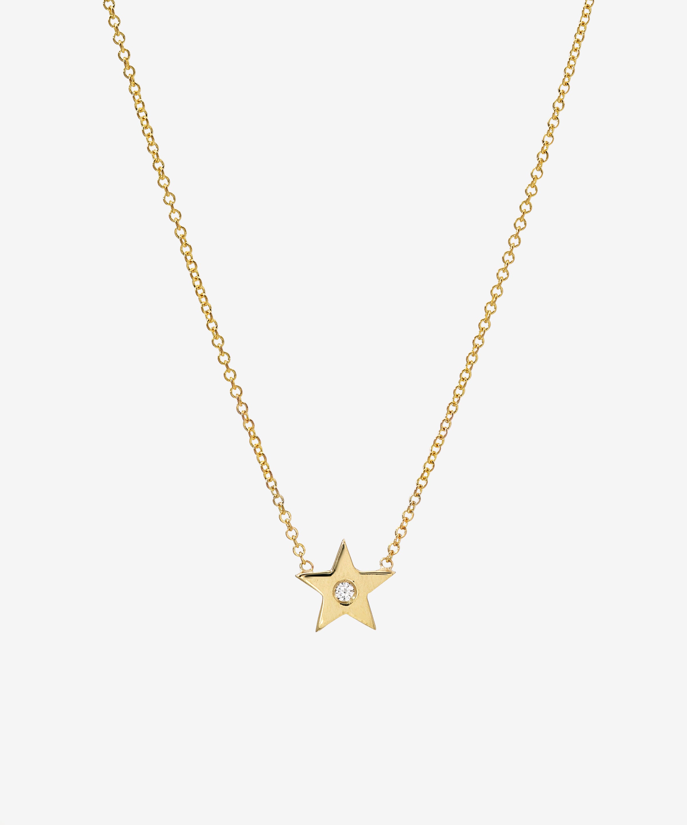 Kids 14k Gold Star with Tiny Diamond Necklace Kids Zoe Lev Jewelry